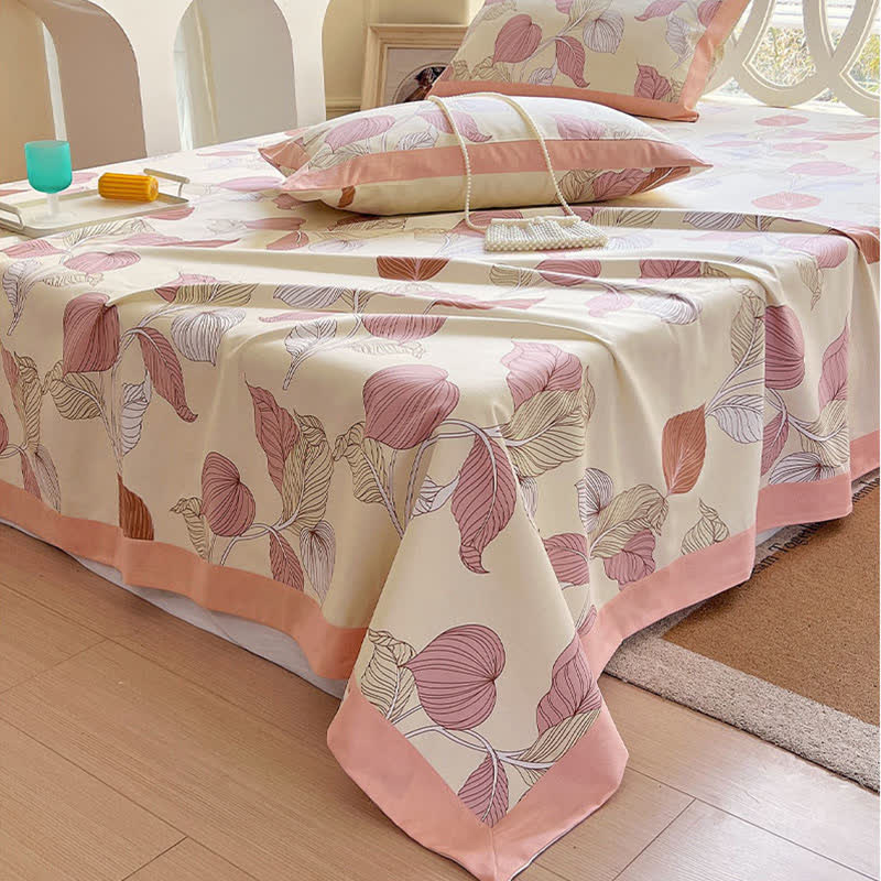 Muted Leaf Pattern Cotton Coverlet - image 0