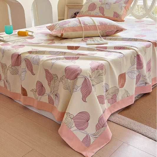 Muted Leaf Pattern Cotton Coverlet - image 0