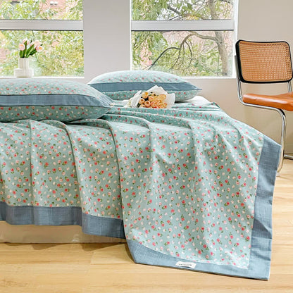 Pastoral Style Floral Print Cotton Coverlet - image 1