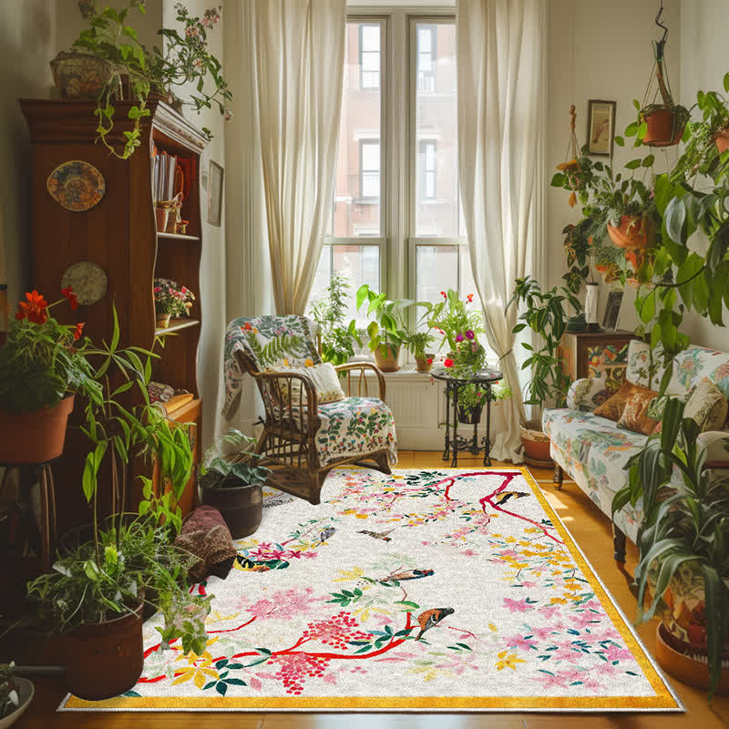 Refresh Floral Bird Washable Anti-slip Area Rug - image 0