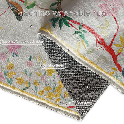 Refresh Floral Bird Washable Anti-slip Area Rug - image 4