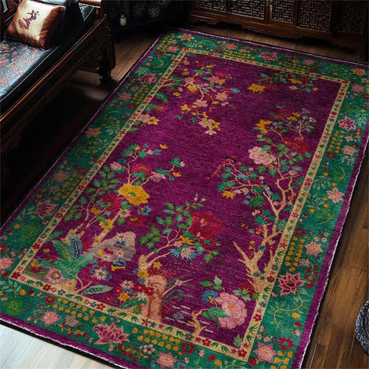 Anti-slip Washable Vintage Floral Decorative Area Rug - 95" x 119" - image 0