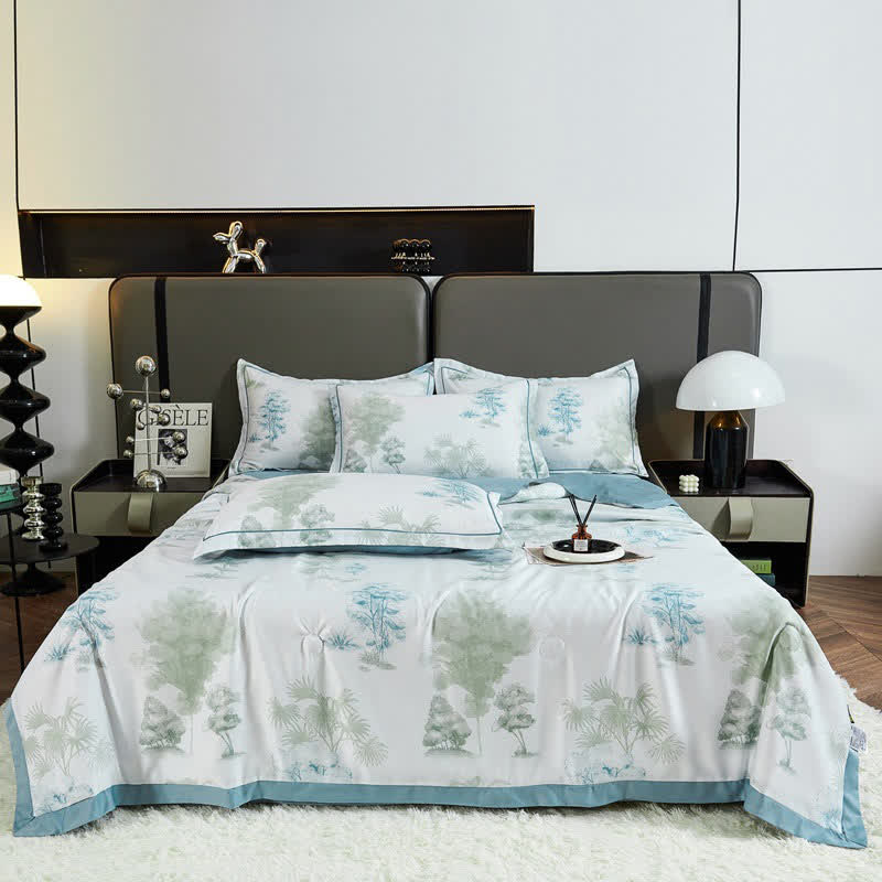 Rustic Tree Print Summer Quilt Bedding - Green - Bedding set - Queen - image 0