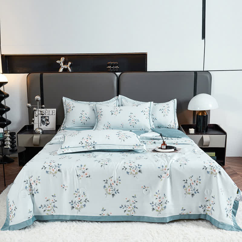Rustic Blue Floral Soft Summer Quilt Bedding - Bedding set - Queen - image 0