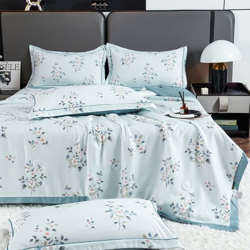 Rustic Blue Floral Soft Summer Quilt Bedding - image 1
