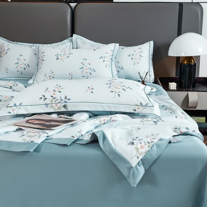 Rustic Blue Floral Soft Summer Quilt Bedding - image 5
