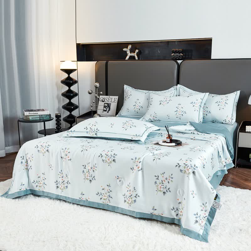 Rustic Blue Floral Soft Summer Quilt Bedding - image 2