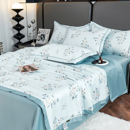 Rustic Blue Floral Soft Summer Quilt Bedding - image 3