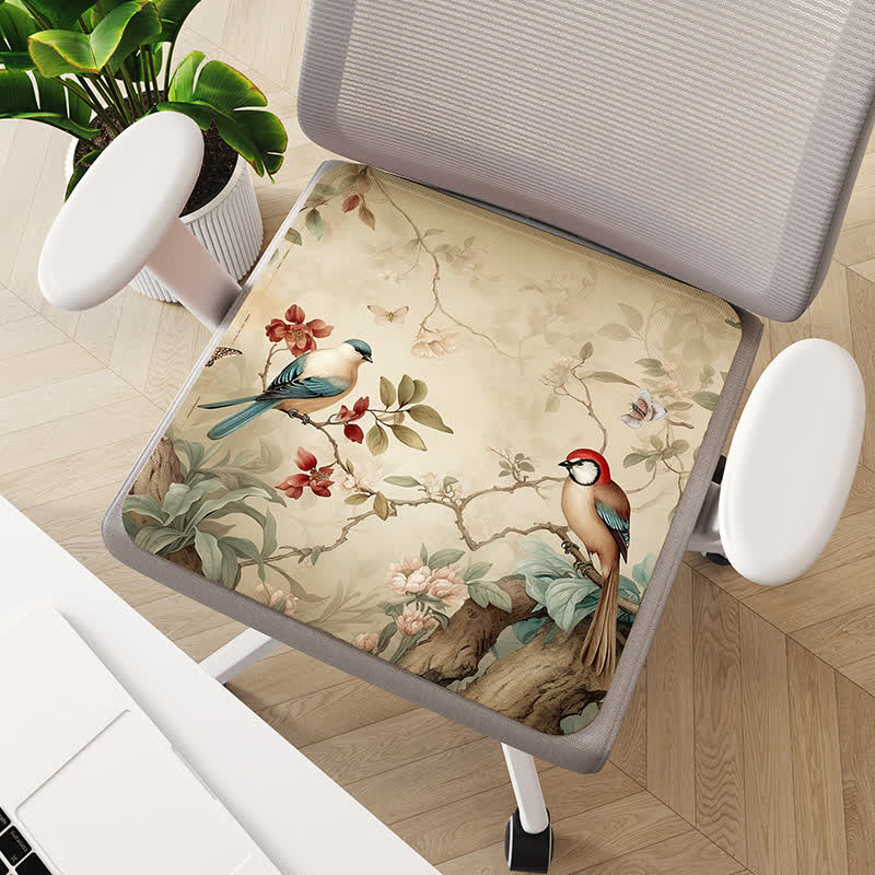 Floral Bird Breathable Anti-slip Cooling Chair Pad - C - 2PCS - 19" x 19" - image 2
