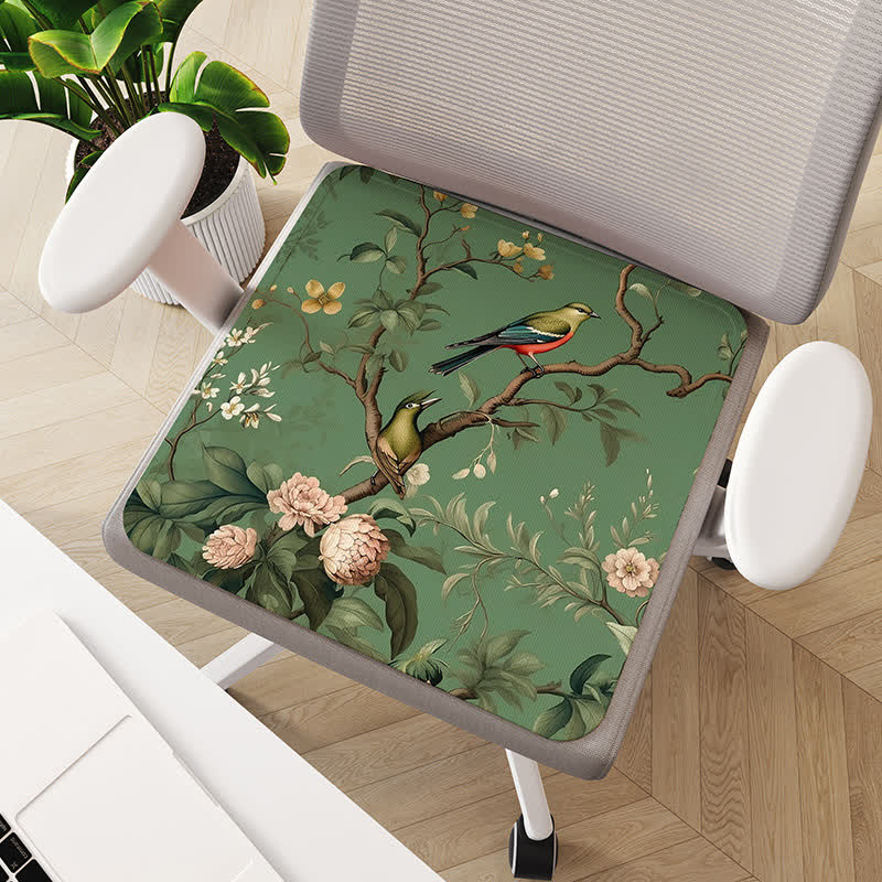 Floral Bird Breathable Anti-slip Cooling Chair Pad - A - 2PCS - 19" x 19" - image 0