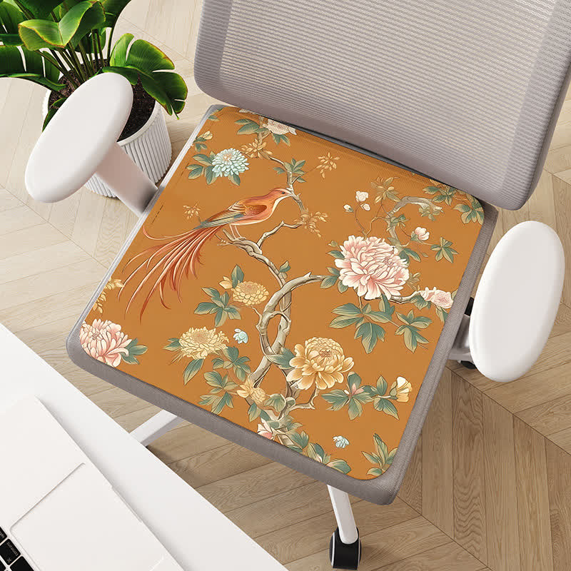 Floral Bird Breathable Anti-slip Cooling Chair Pad - B - 2PCS - 19" x 19" - image 1