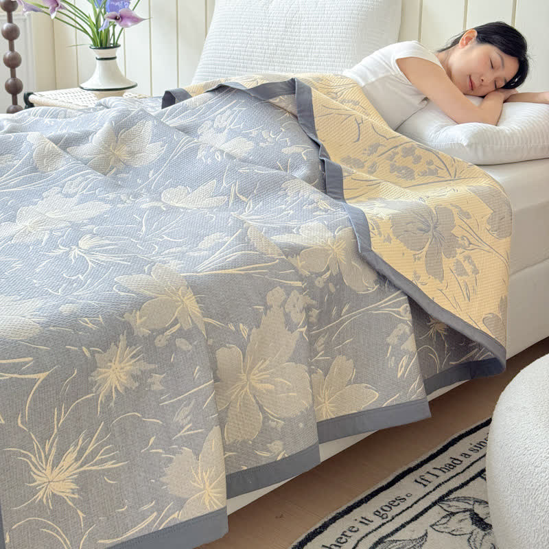Grey Floral Cotton Triple Gauze Quilt - image 1