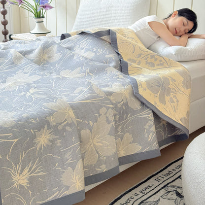 Grey Floral Cotton Triple Gauze Quilt - image 1