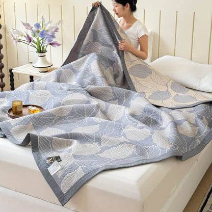Mulberry Leaf Print Cotton Triple Gauze Quilt - image 1
