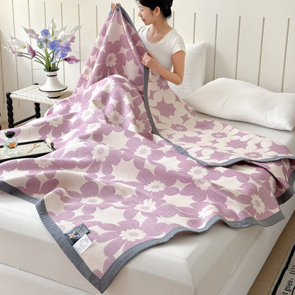 Purple Floral Print Cotton Gauze Quilt - image 1