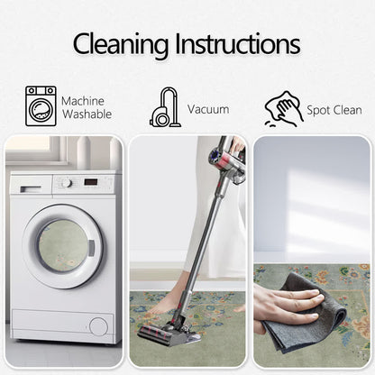 Foldable Refresh Floral Anti-slip Area Rug  - image 3