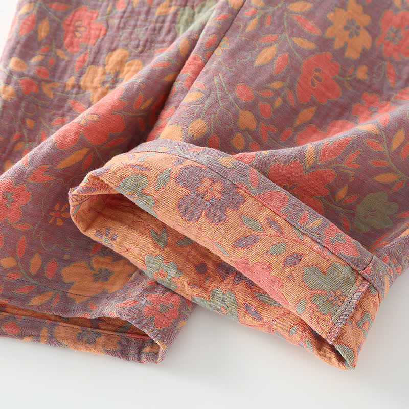 Retro Floral Cotton Gauze Cardigan Pajama Set - image 6