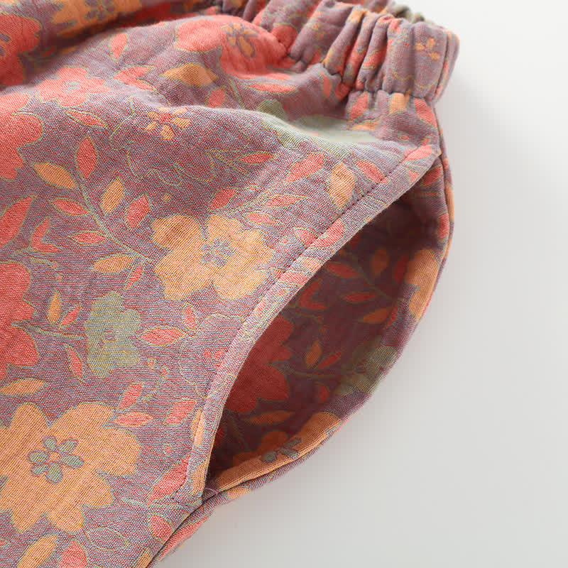 Retro Floral Cotton Gauze Cardigan Pajama Set - image 5