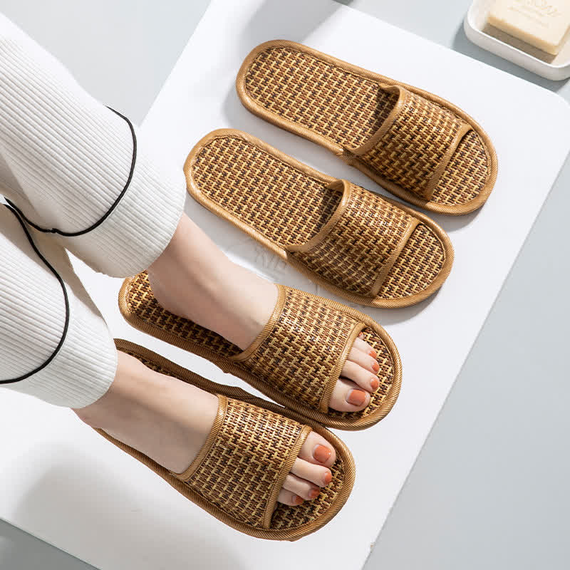 Rattan Breathable Anti-slip Couple House Slippers - image 3