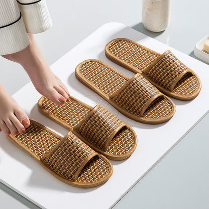 Rattan Breathable Anti-slip Couple House Slippers - image 4
