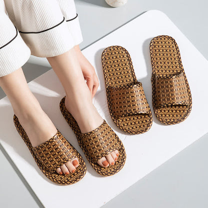 Rattan Breathable Anti-slip Couple House Slippers - image 0