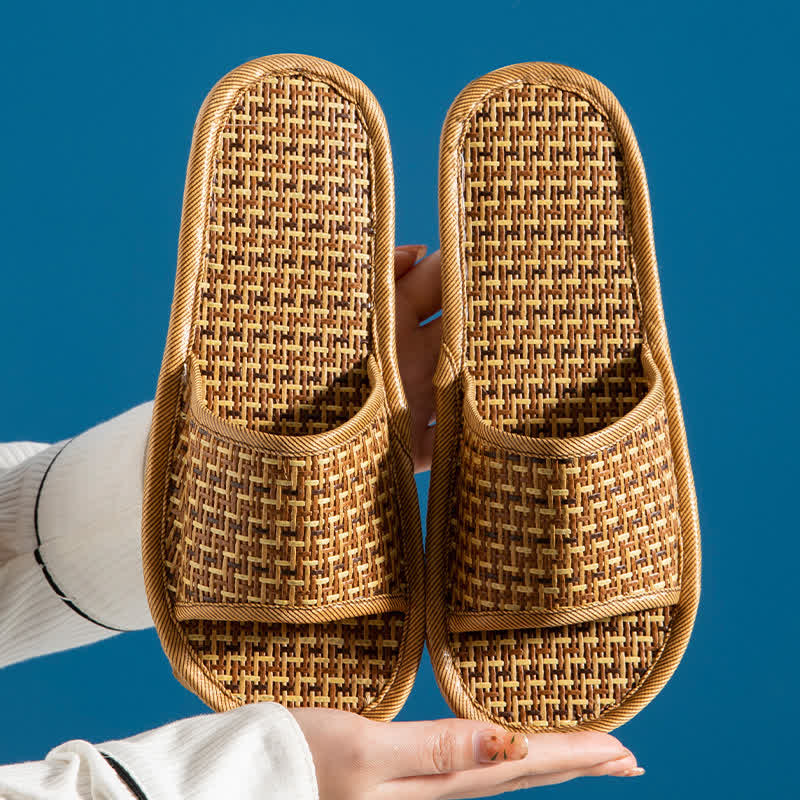 Rattan Breathable Anti-slip Couple House Slippers - image 6
