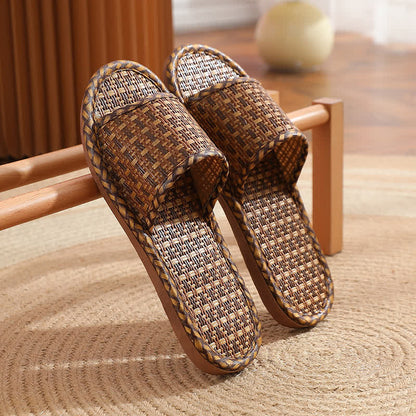 Rattan Breathable Anti-slip Couple House Slippers - B - 2XL - image 11
