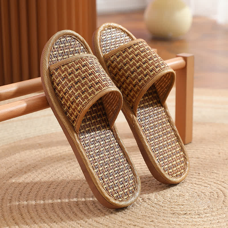 Rattan Breathable Anti-slip Couple House Slippers - A - 2XL - image 5