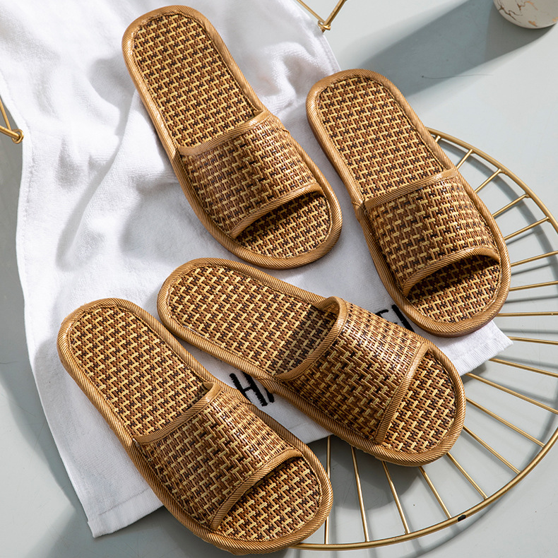 Rattan Breathable Anti-slip Couple House Slippers - image 2