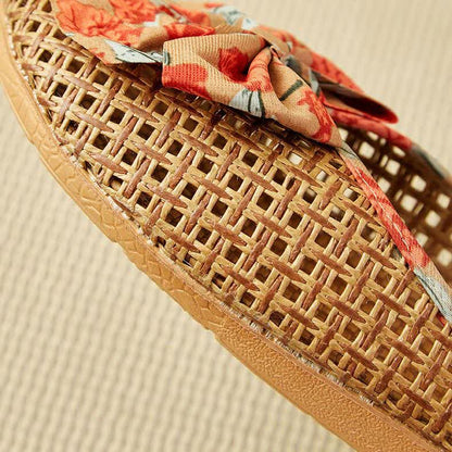 Rattan Woven Linen Bow-knot House Slippers - image 9