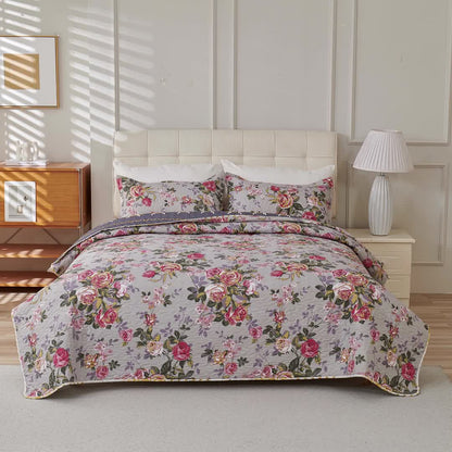 Retro Luxurious Peony Flower Coverlet - Coverlet with 2PCS Pillowcases - Full - image 0