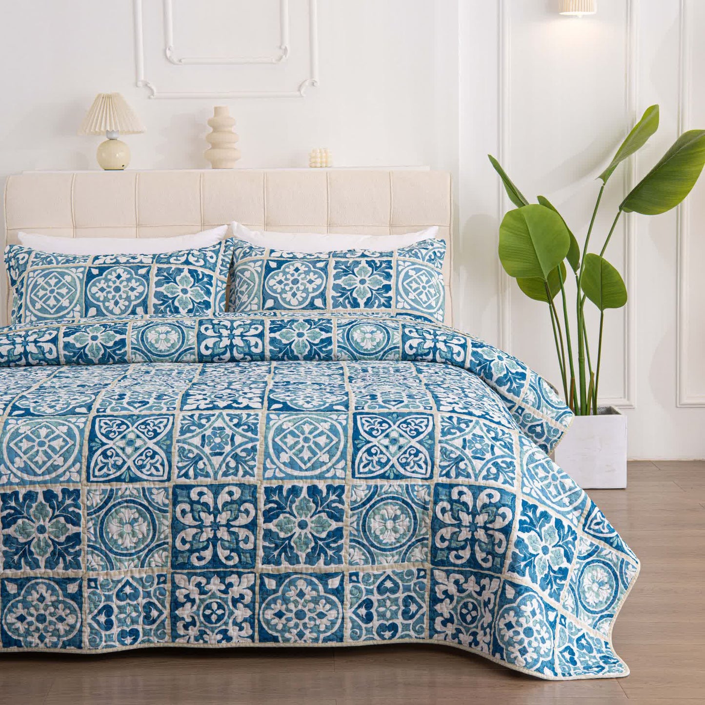 Retro Luxurious Checkered Geometric pattern Coverlet - image 2