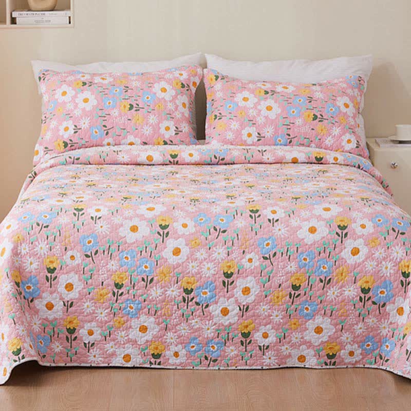 Cotton Country Style Floral Coverlet - image 3