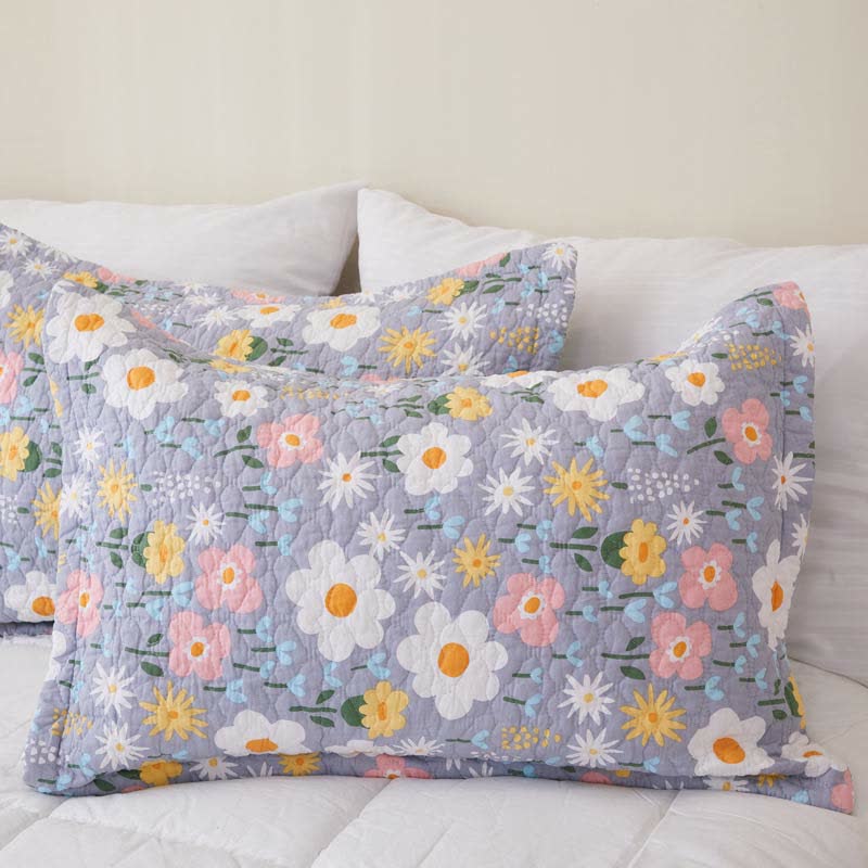 Cotton Country Style Floral Coverlet - Purple - 2PCS Pillowcases - 20"W x 28"L - image 8