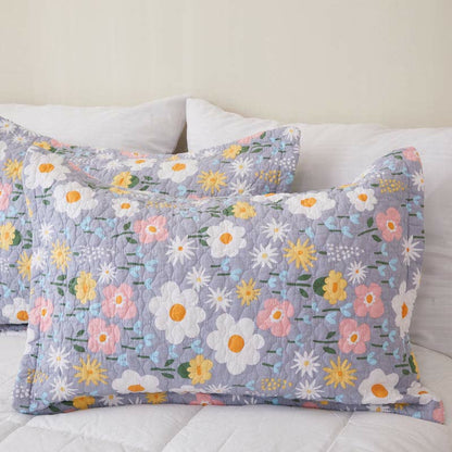 Cotton Country Style Floral Coverlet - Purple - 2PCS Pillowcases - 20"W x 28"L - image 8