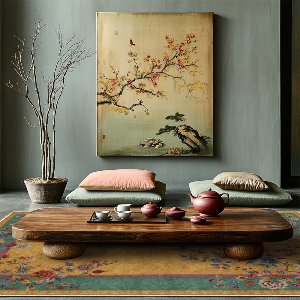 Washable Vintage Flower Anti-slip Area Rug - image 2