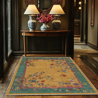 Washable Vintage Flower Anti-slip Area Rug - image 1