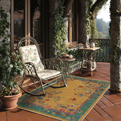 Washable Vintage Flower Anti-slip Area Rug - image 3