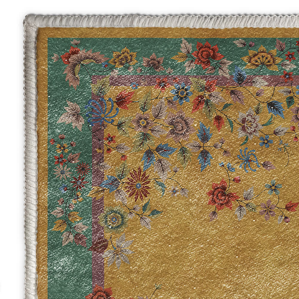 Washable Vintage Flower Anti-slip Area Rug - image 5