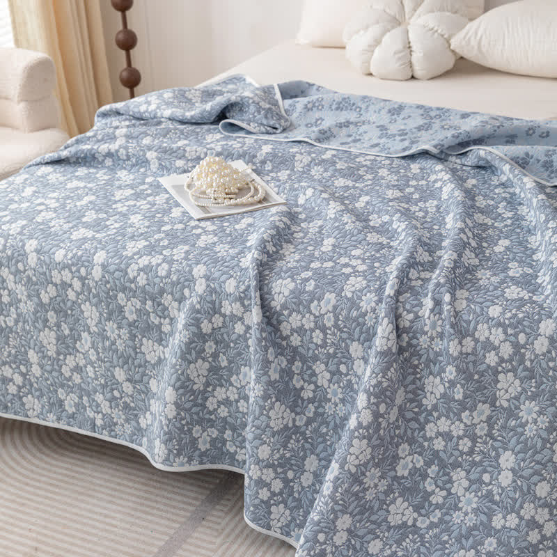 Cotton Gauze Floral Jacquard Reversible Quilt - image 1