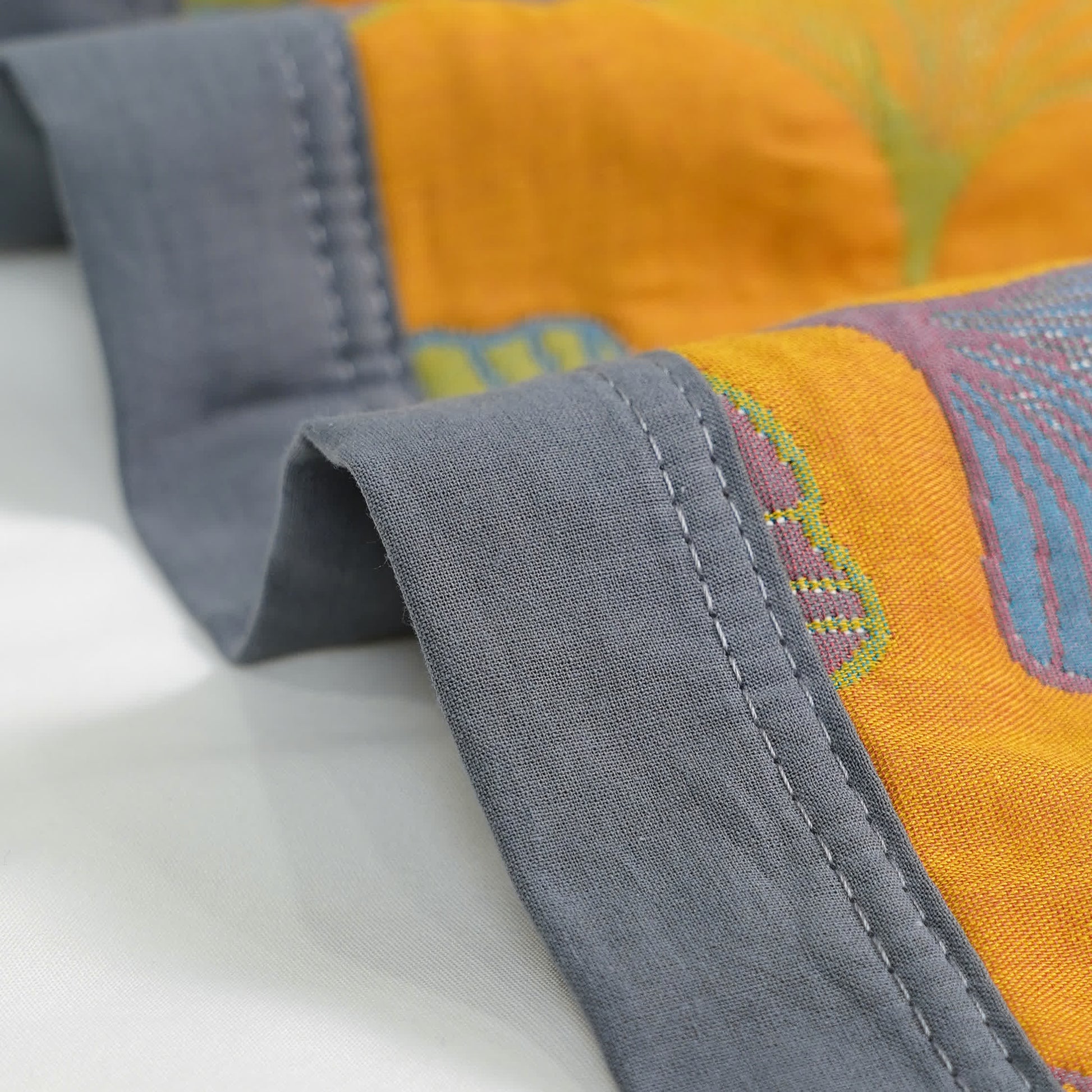 Ginkgo Leaf Pattern Cotton Reversible Quilt - image 10