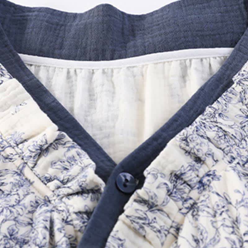 Country Style Padded Tie Nightgown with Pocket - image 6