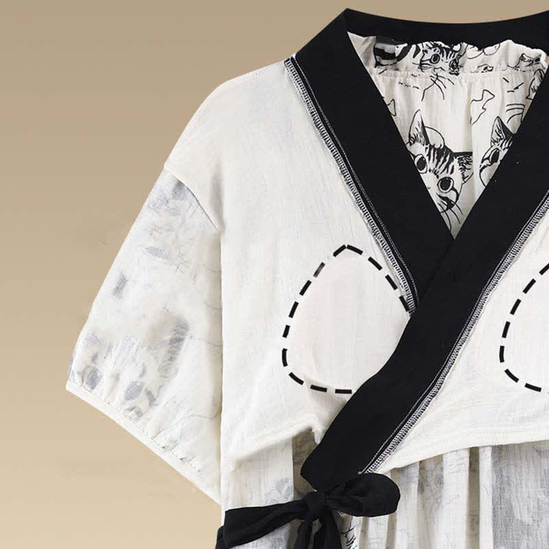 Country Style Padded Tie Nightgown with Pocket - image 5