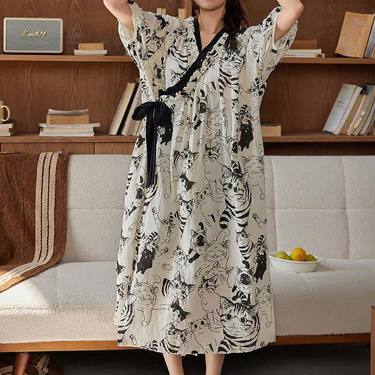 Country Style Padded Tie Nightgown with Pocket - image 0