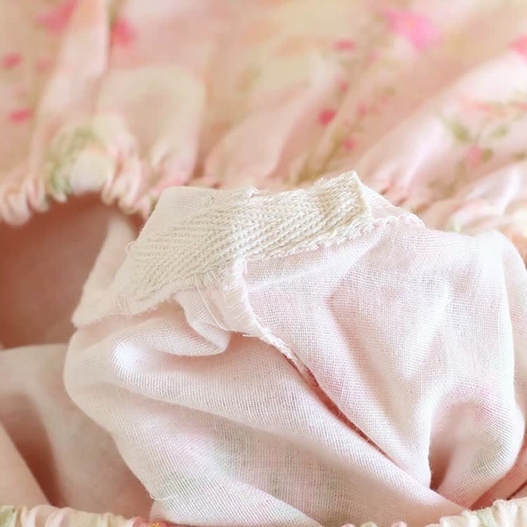 Rose Print Cotton Gauze Asymmetric Front Loungewear Set - image 5