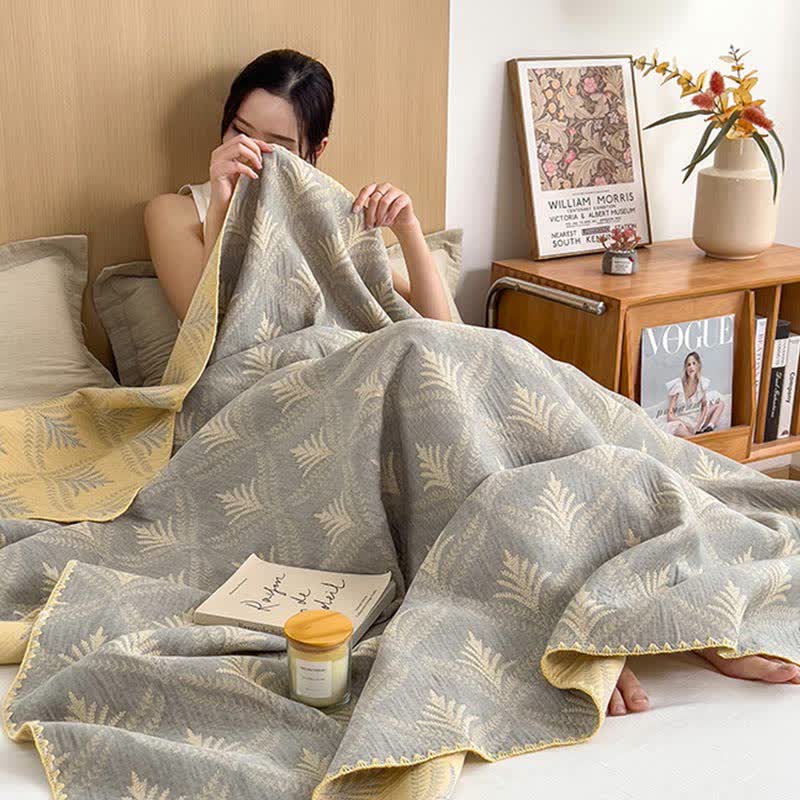 Pine Branch Cotton Gauze Reversible Bedspread - image 6