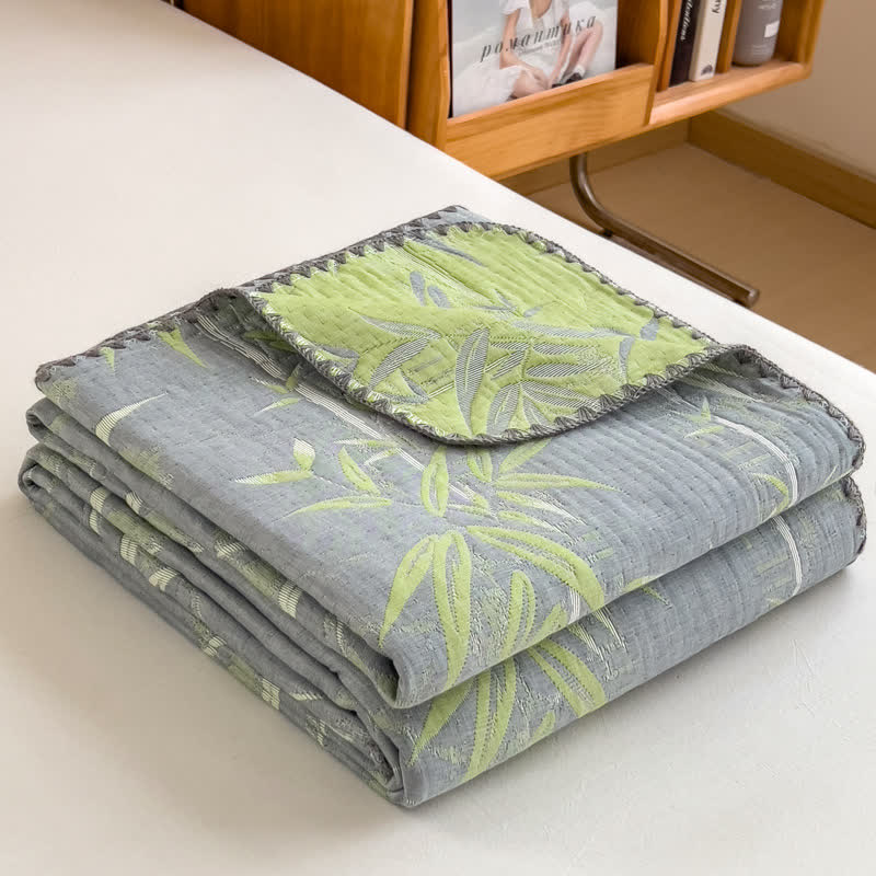 Bamboo Print Cotton Layers Gauze Reversible Coverlet - image 1