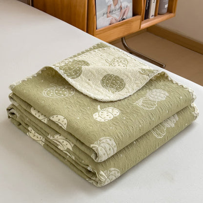 Pumpkin Print Cotton Layers Gauze Reversible Coverlet - image 3