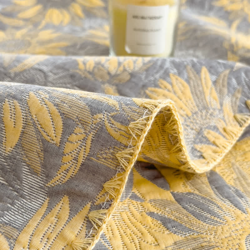 Sunflower Print Cotton Layers Gauze Reversible Coverlet - image 4