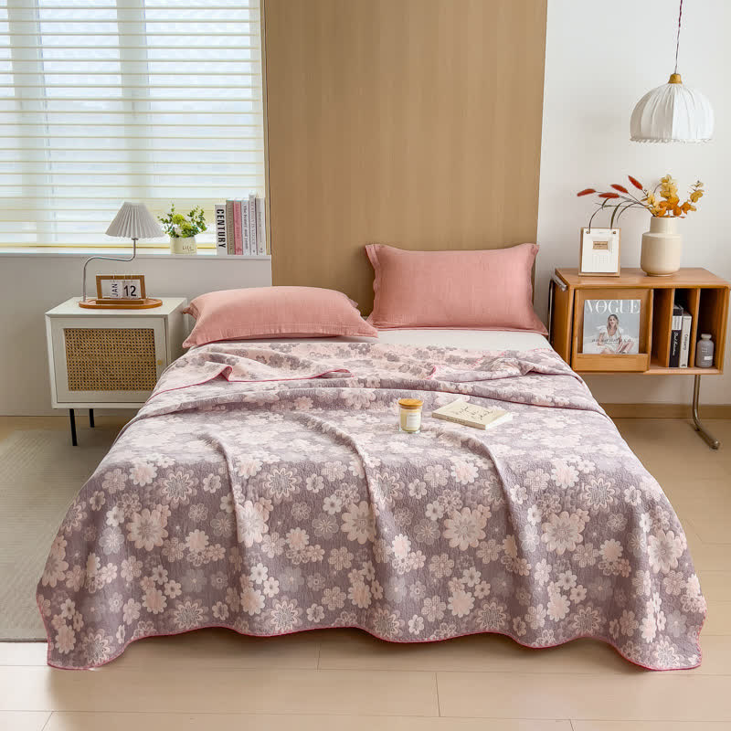 Rural Flower Cotton Layers Gauze Reversible Coverlet - image 1